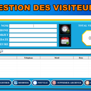 gestion visiteurs Excel interface userform